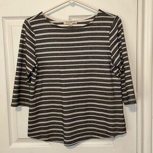 $1 MUST BUNDLE Studio Works black white gray striped 3/4 sleeve shirt sm petite